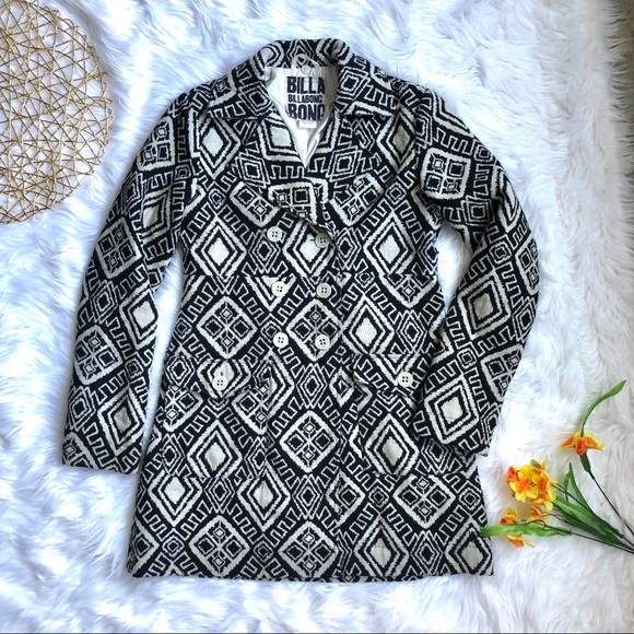 BillaBong Wool Geo Peacoat Double Breasted L EUC - Picture 2 of 8